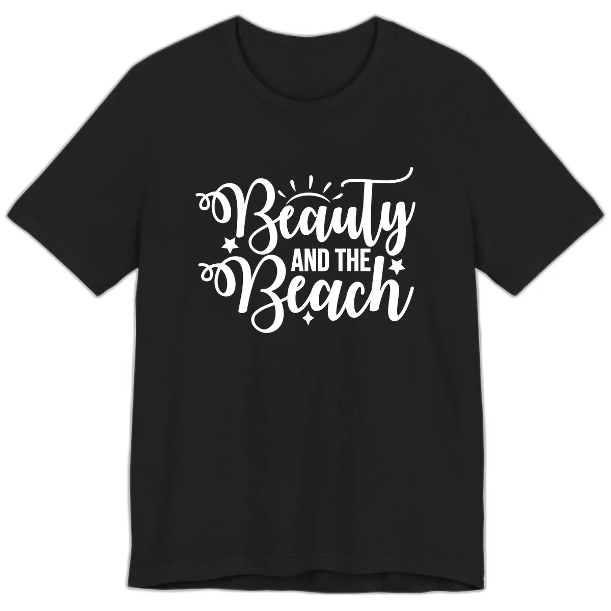 Beauty And The Beach Slogan Design Premium T-Shirt in Black