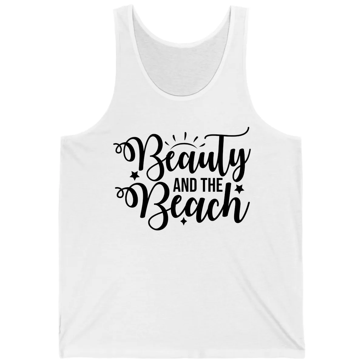 Beauty And The Beach Slogan Design Tank in White
