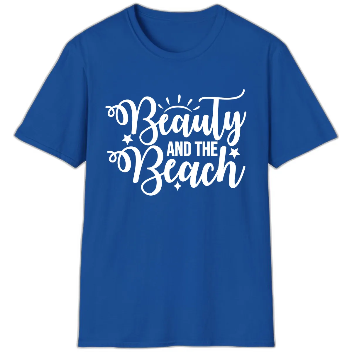 Beauty And The Beach Slogan Design T-Shirt in Royal