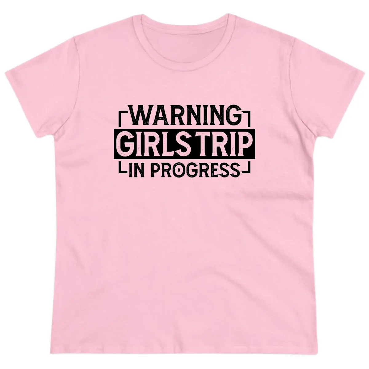 Warning Girls Trip In Progress Ladies Tee in Light Pink