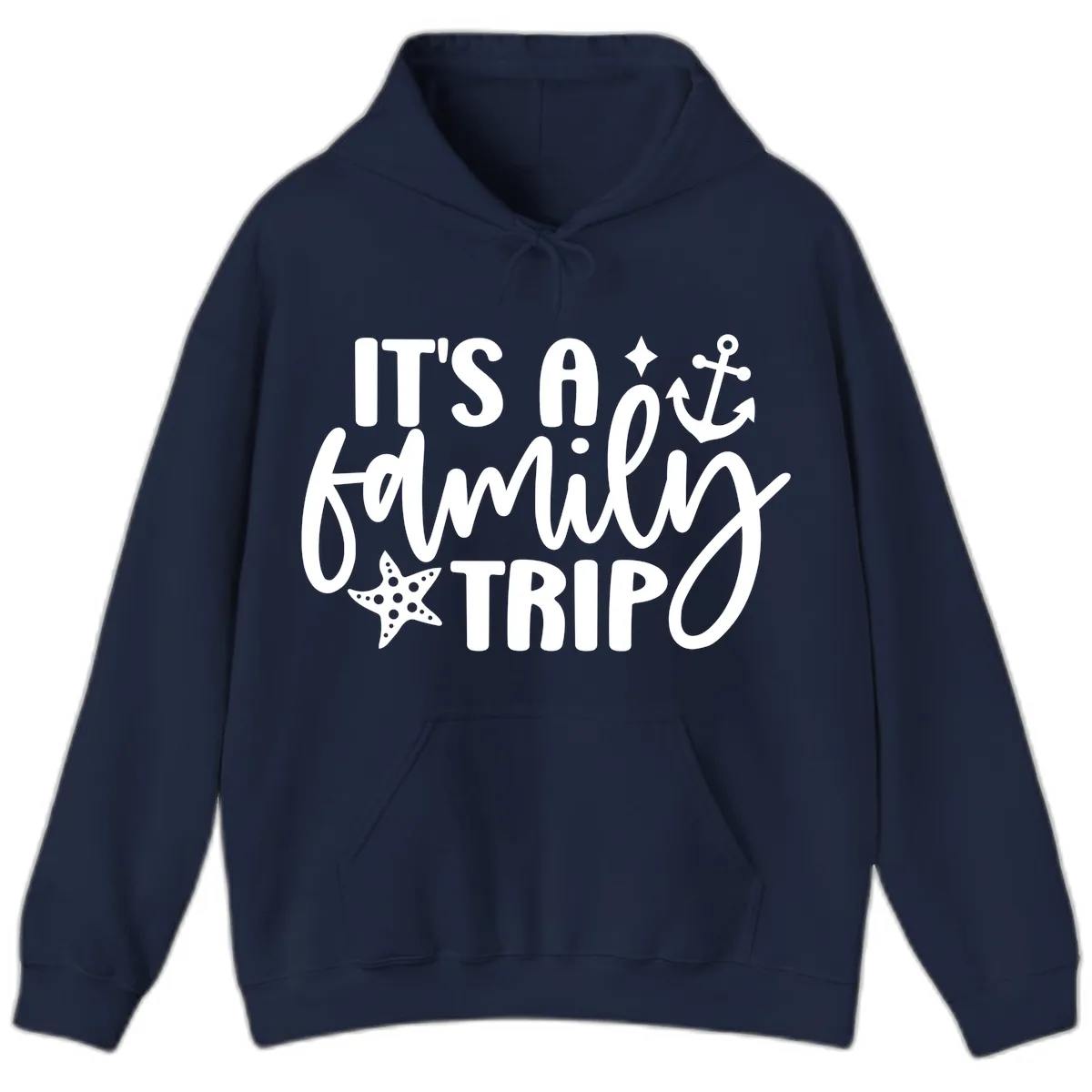 It's A Family Trip Cruise Design Hoodie in Navy