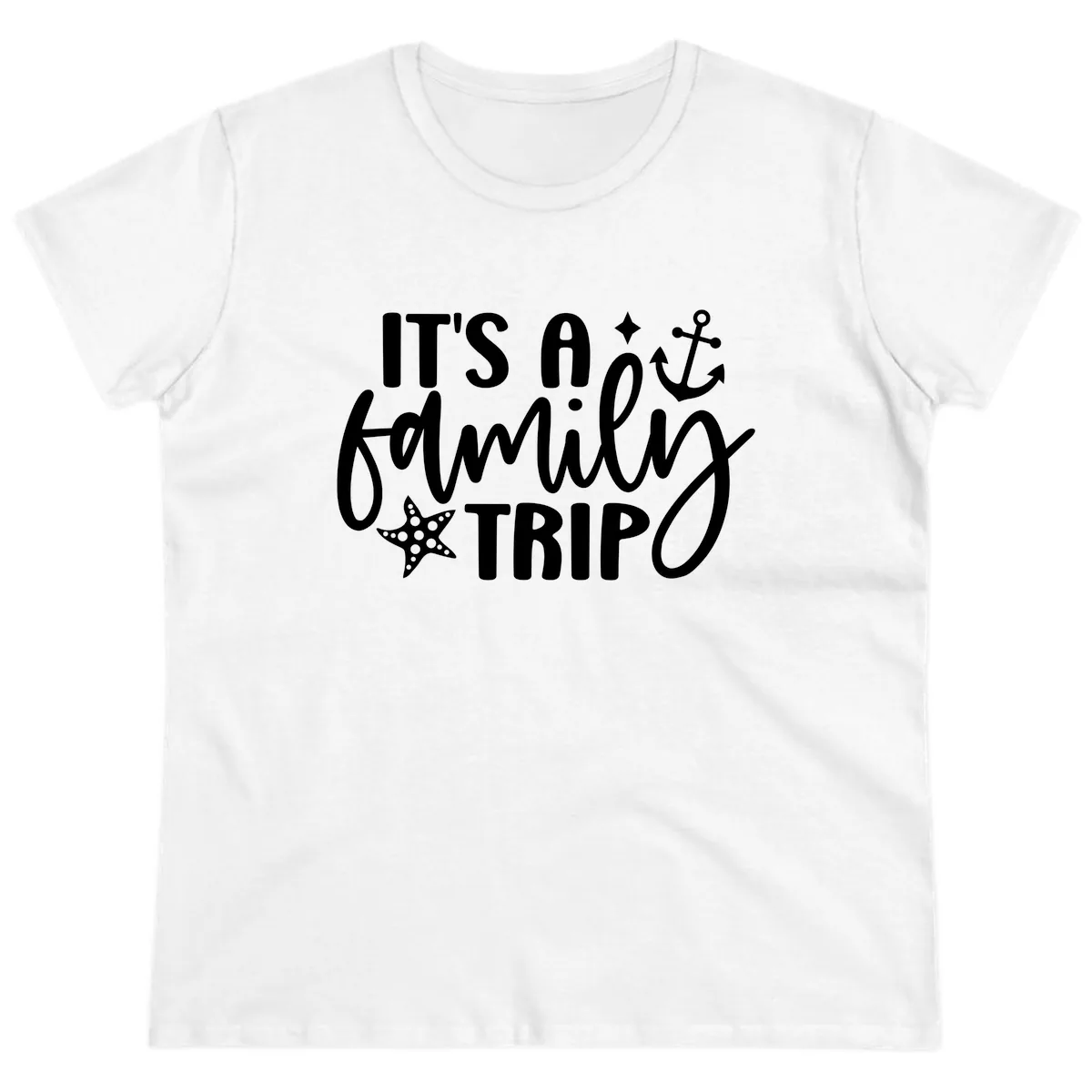 It's A Family Trip Cruise Design Ladies Tee in White