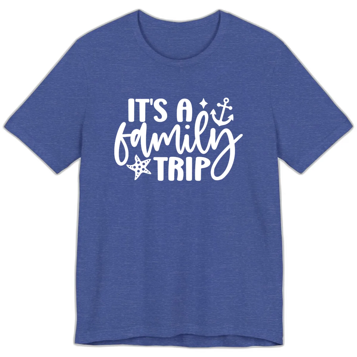 It's A Family Trip Cruise Design Premium T-Shirt in Heather True Royal