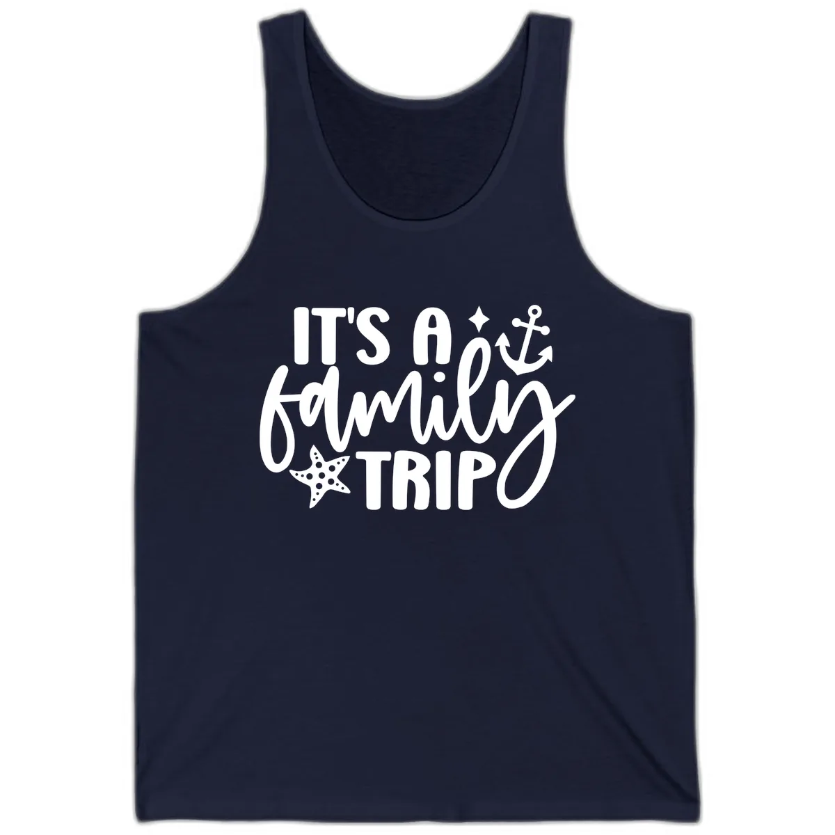 It's A Family Trip Cruise Design Tank in Navy