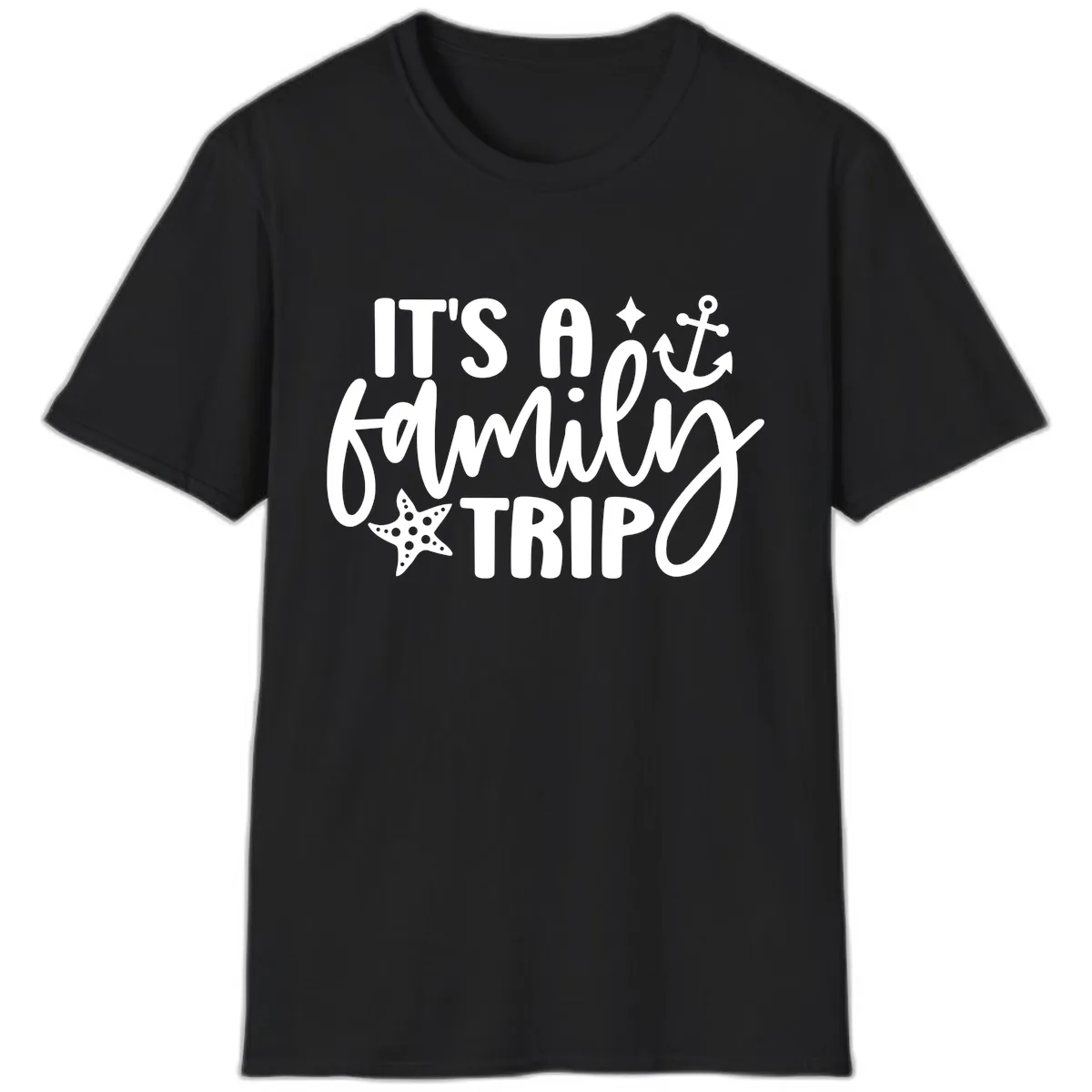It's A Family Trip Cruise Design T-Shirt in Black
