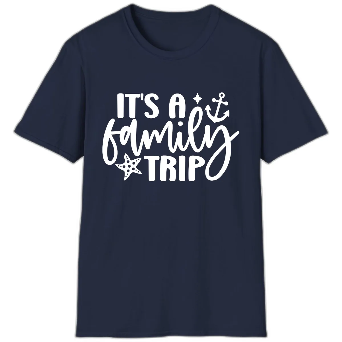 It's A Family Trip Cruise Design T-Shirt in Navy