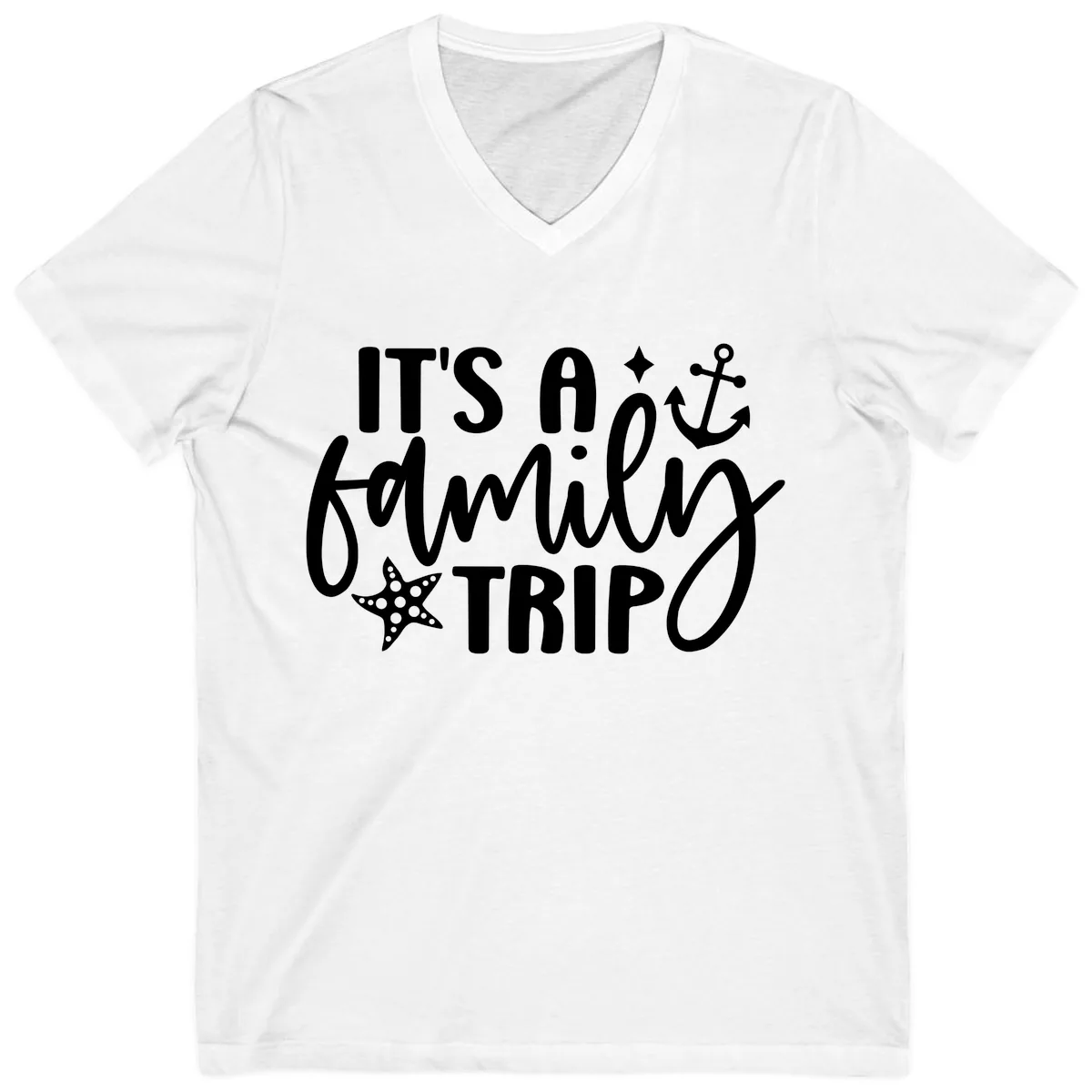It's A Family Trip Cruise Design V-Neck in White