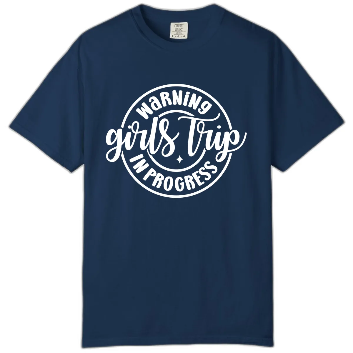 Girls Trip In Progress Warning Comfort Color in Navy