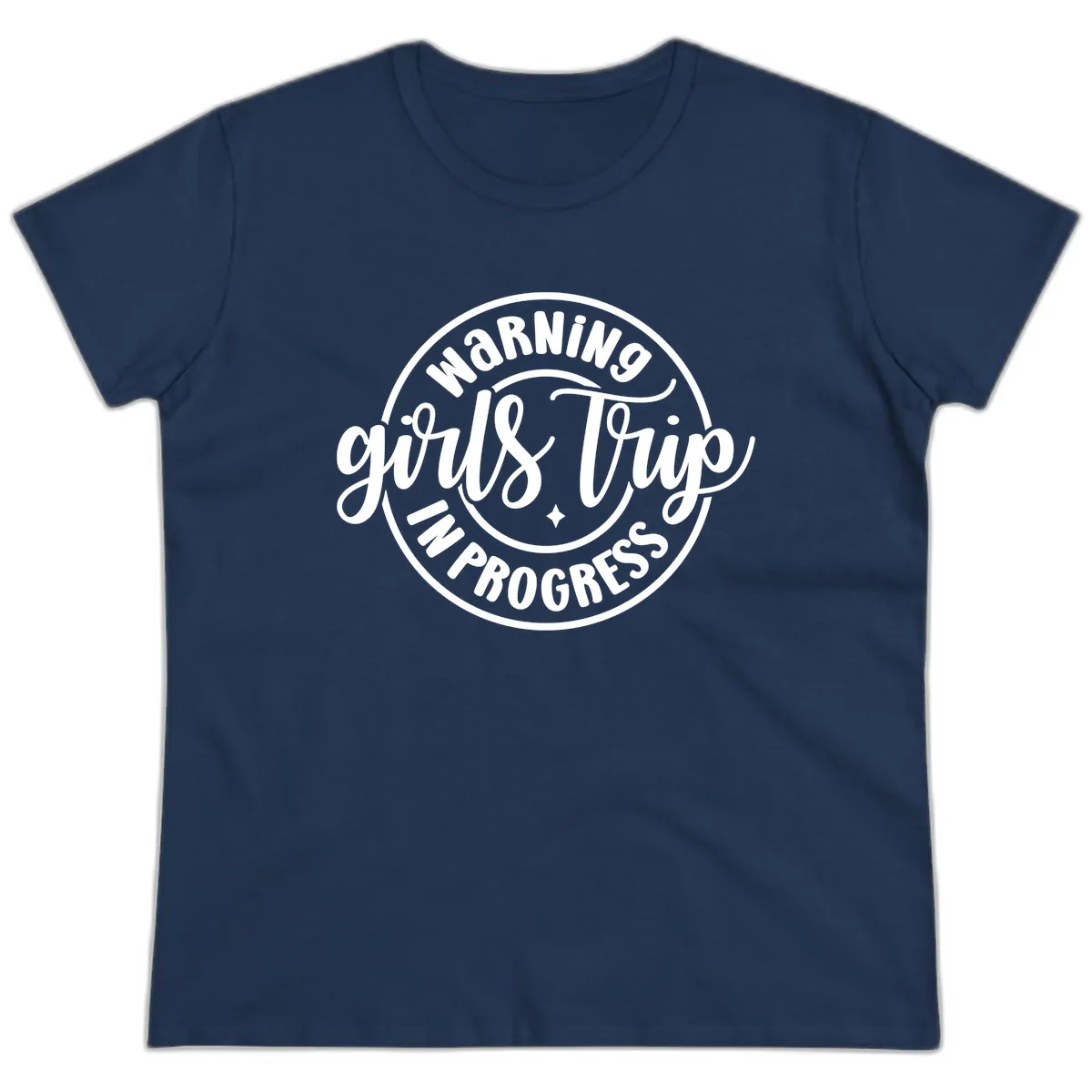 Girls Trip In Progress Warning Ladies Tee in Navy