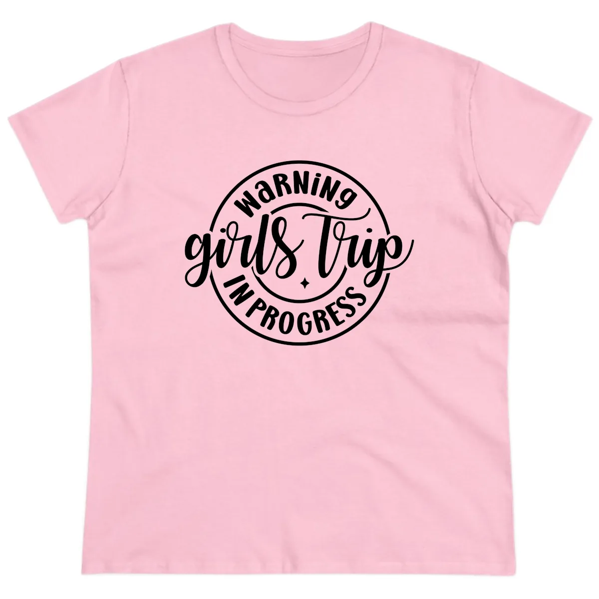 Girls Trip In Progress Warning Ladies Tee in Light Pink
