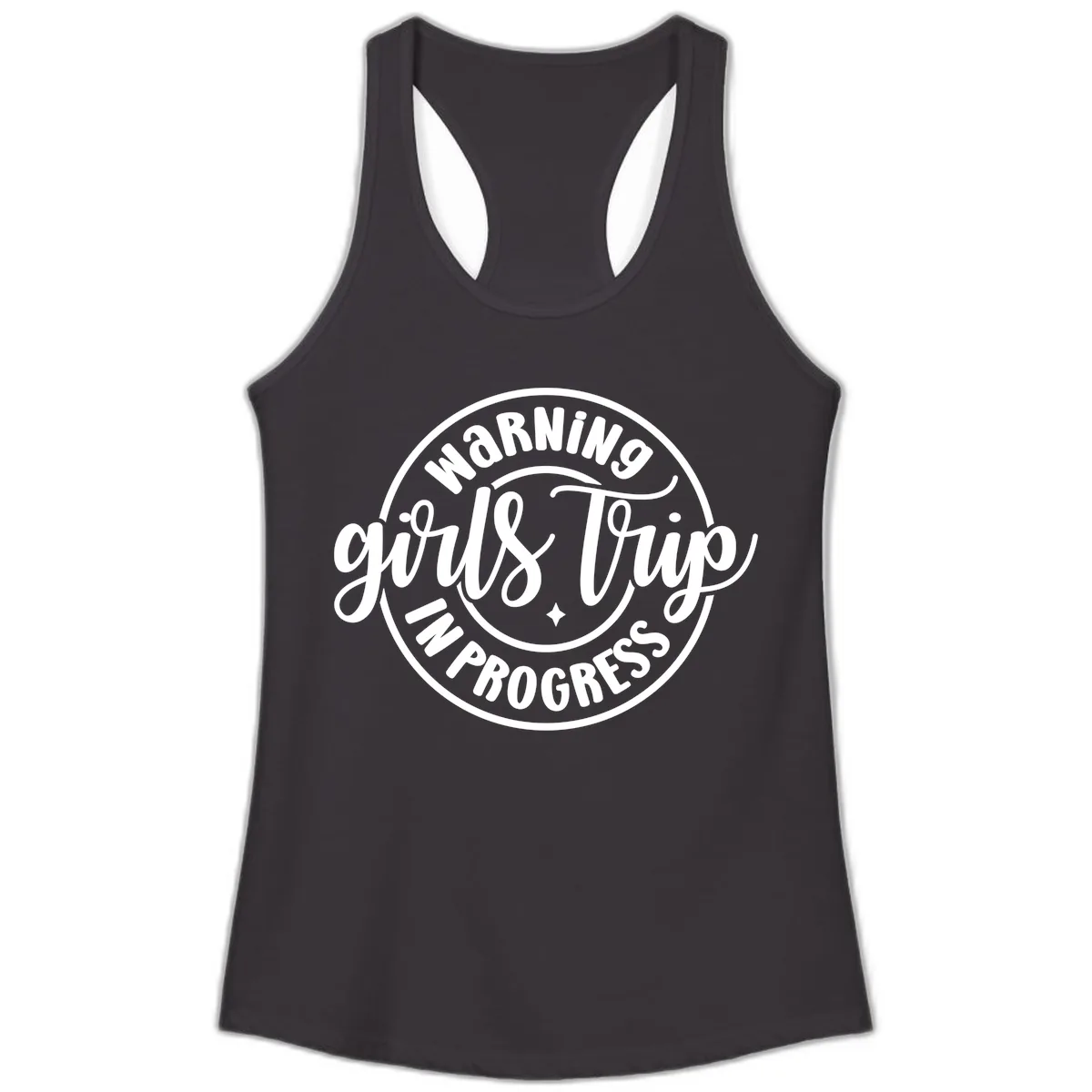 Girls Trip In Progress Warning Ladies Tank in Black