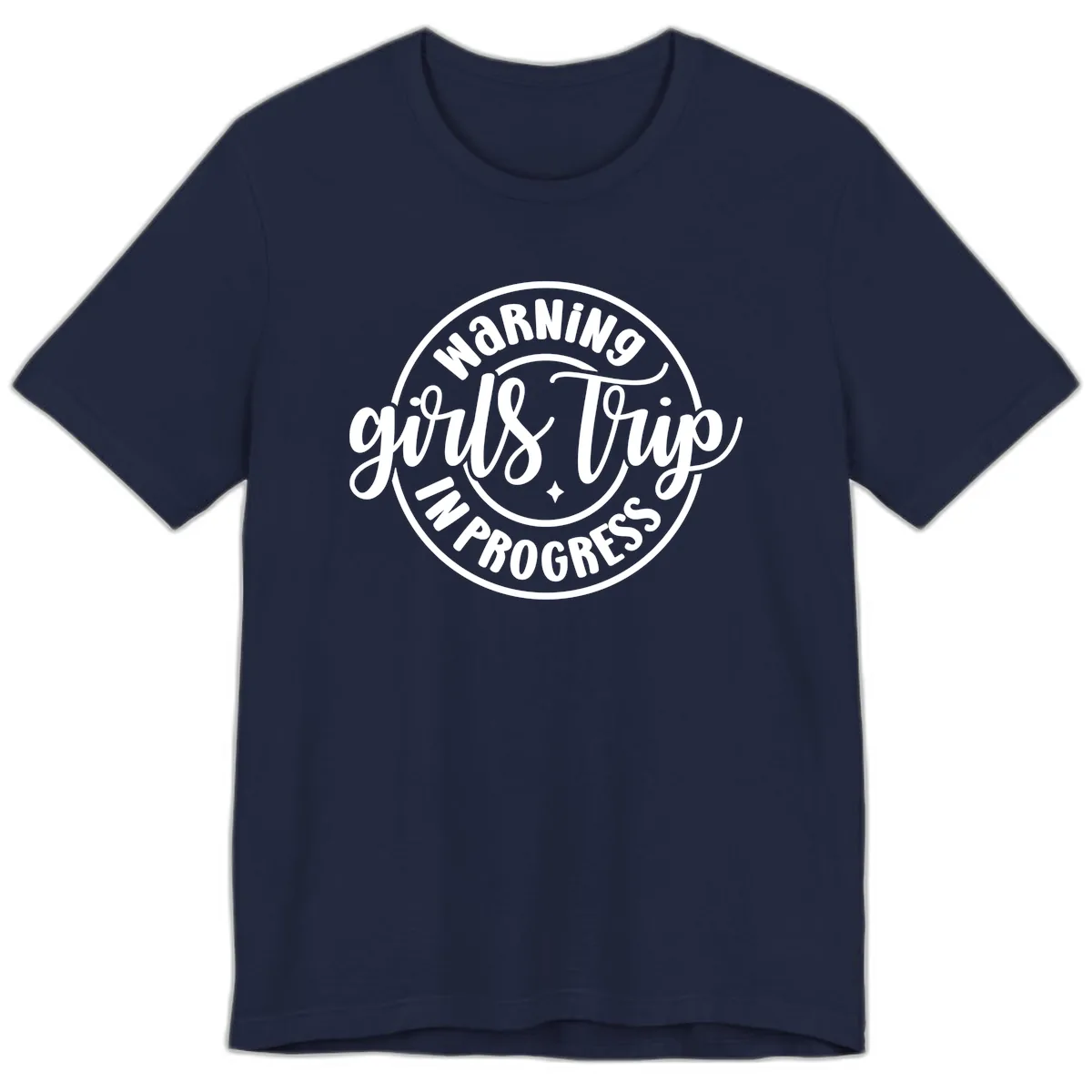 Girls Trip In Progress Warning Premium T-Shirt in Navy