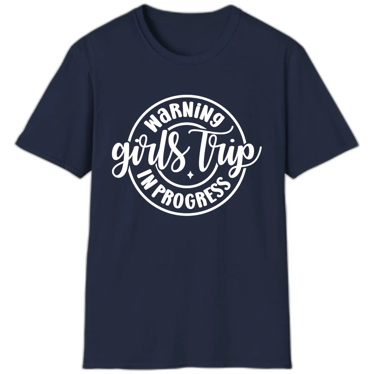 Girls Trip In Progress Warning T-Shirt in Navy