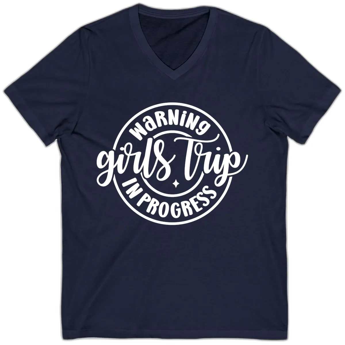 Girls Trip In Progress Warning V-Neck in Navy