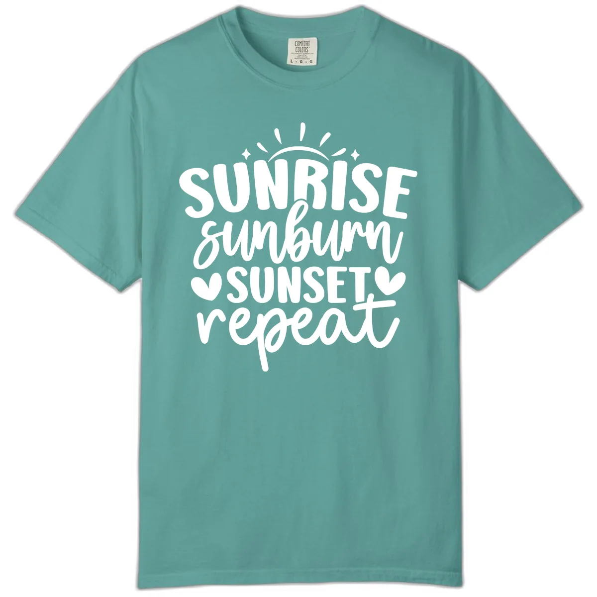 Sunrise Sunburn Sunset Repeat Comfort Color in Seafoam