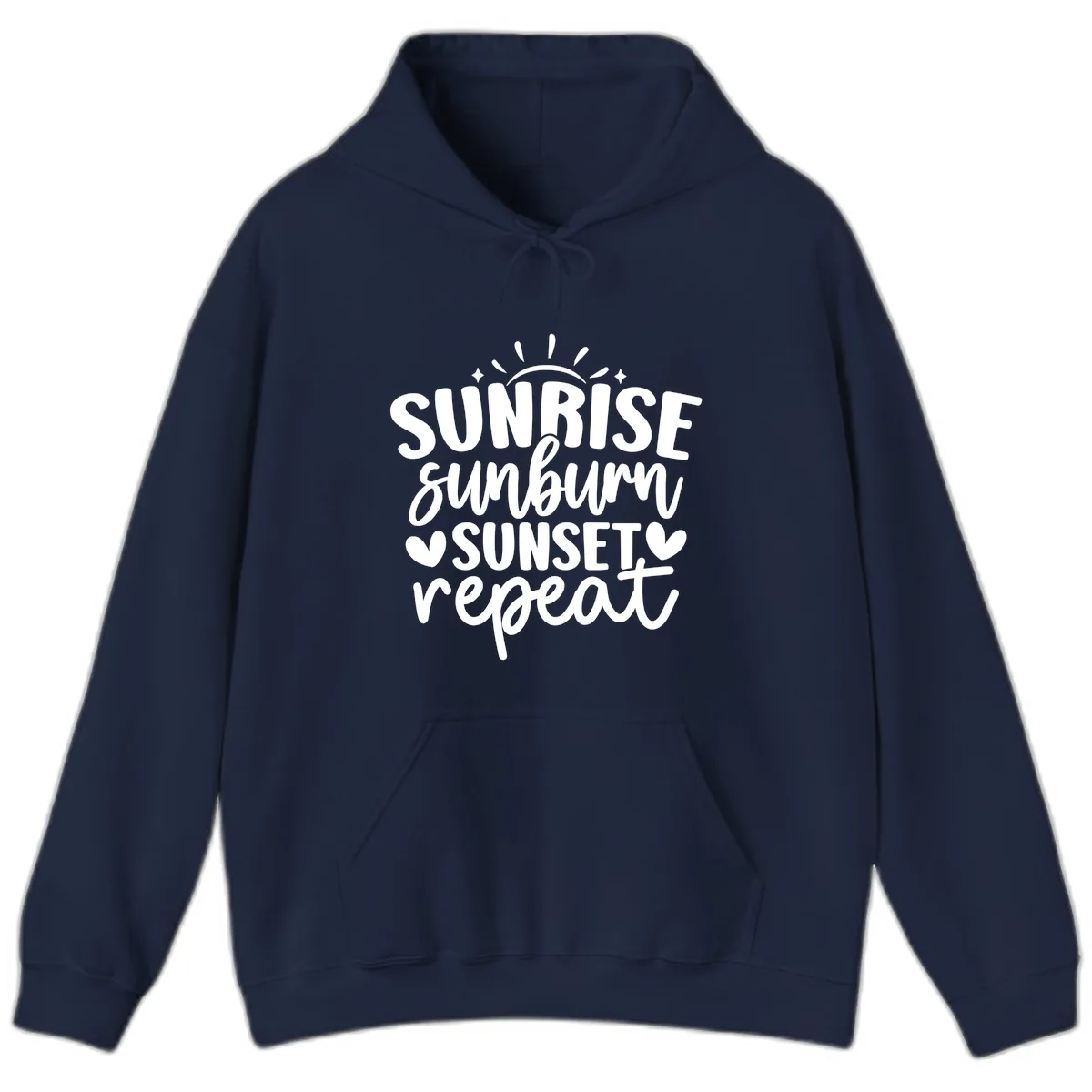 Sunrise Sunburn Sunset Repeat Hoodie in Navy