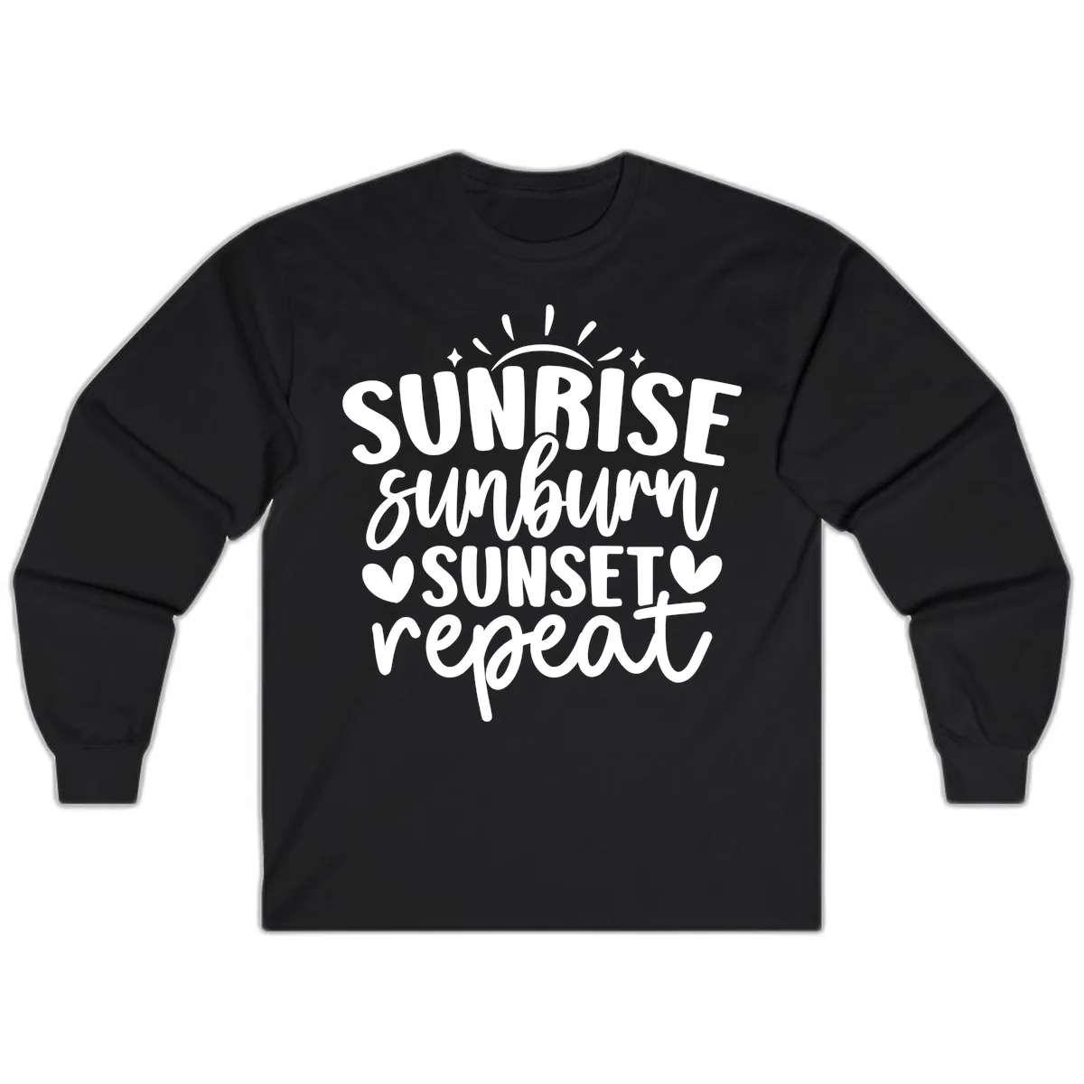 Sunrise Sunburn Sunset Repeat Long Sleeve in Black