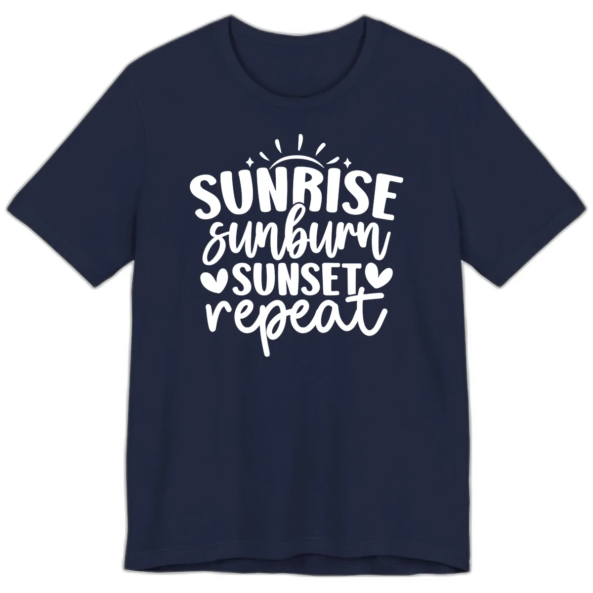 Sunrise Sunburn Sunset Repeat Premium T-Shirt in Navy