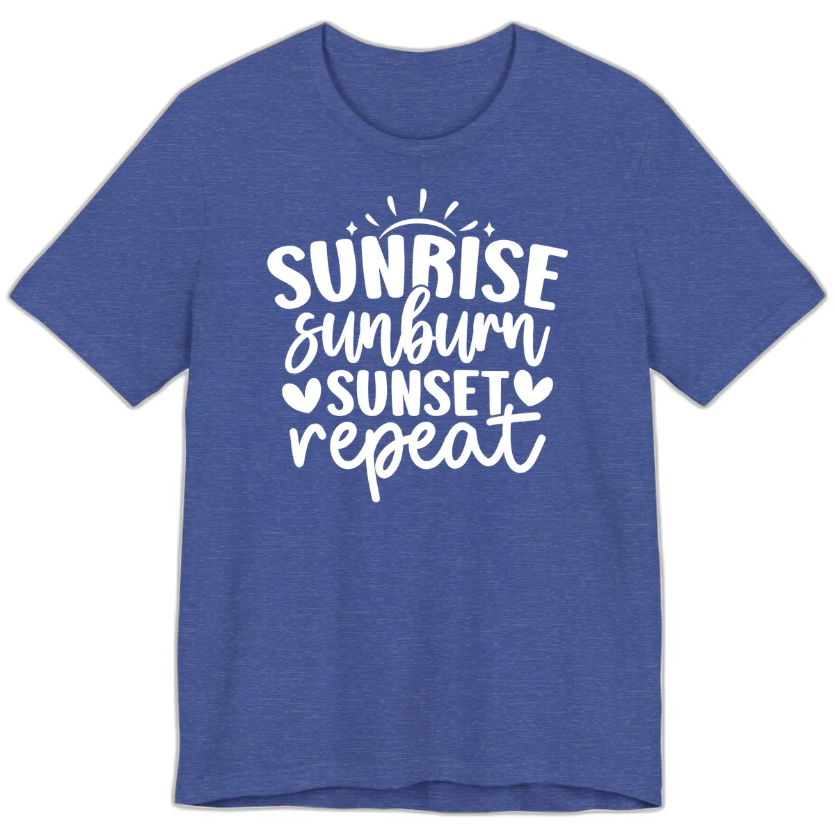 Sunrise Sunburn Sunset Repeat Premium T-Shirt in Heather True Royal