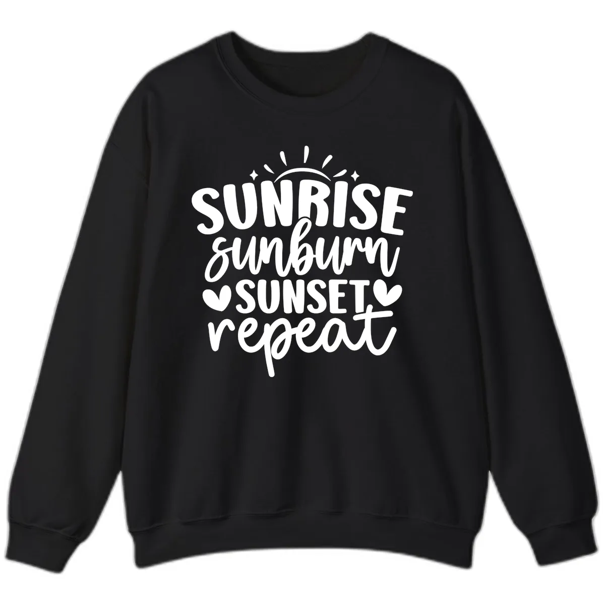 Sunrise Sunburn Sunset Repeat Sweatshirt in Black