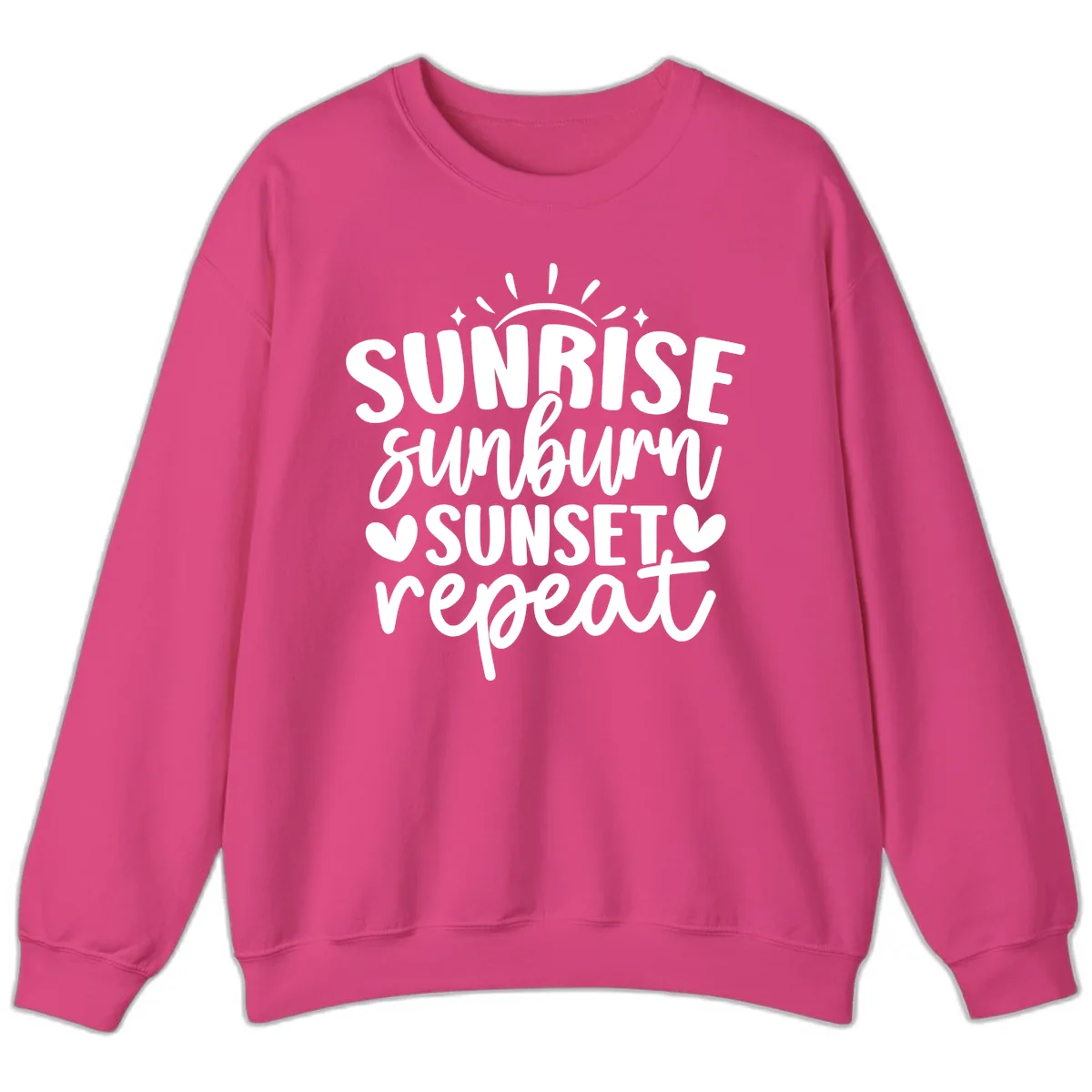 Sunrise Sunburn Sunset Repeat Sweatshirt in Heliconia
