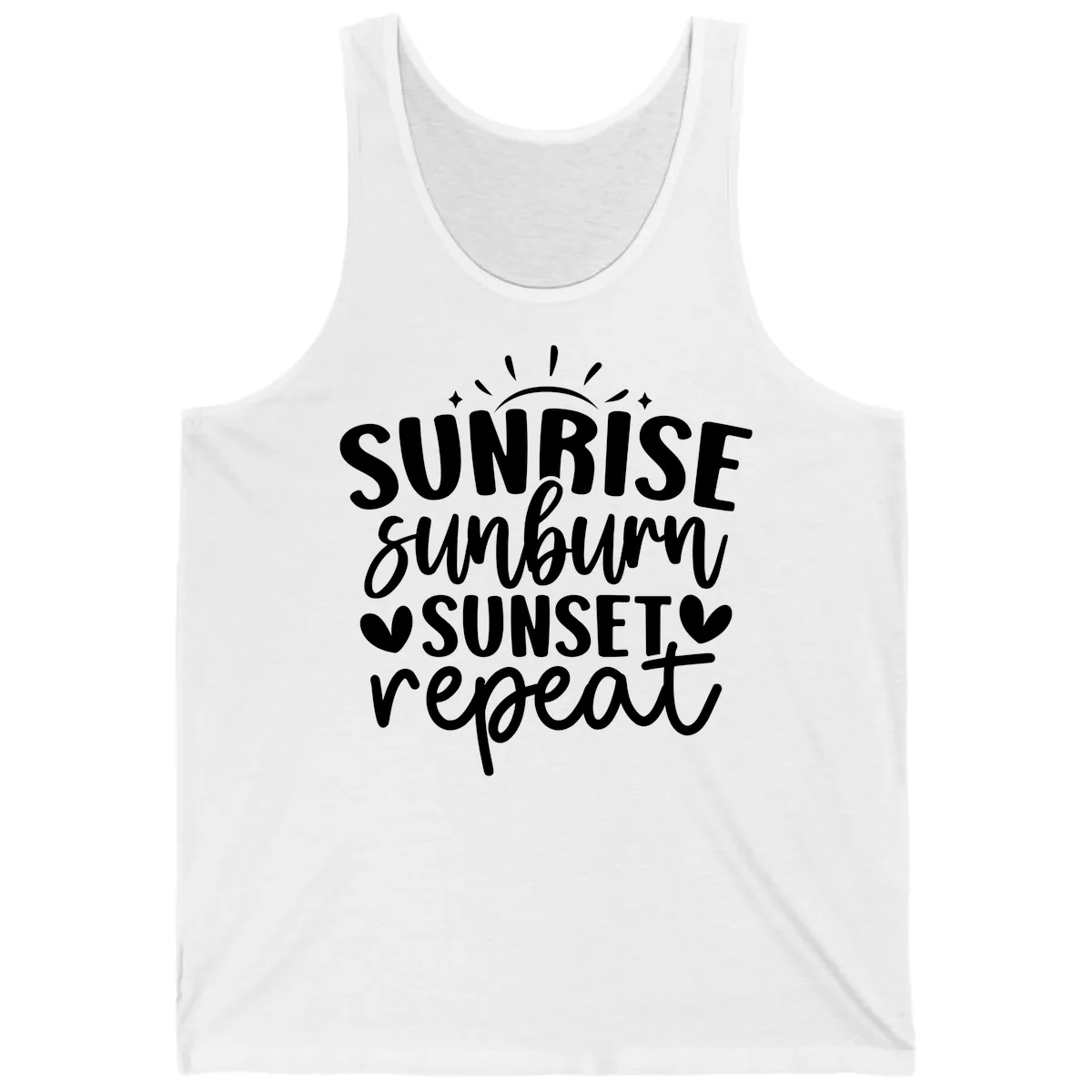 Sunrise Sunburn Sunset Repeat Tank in White