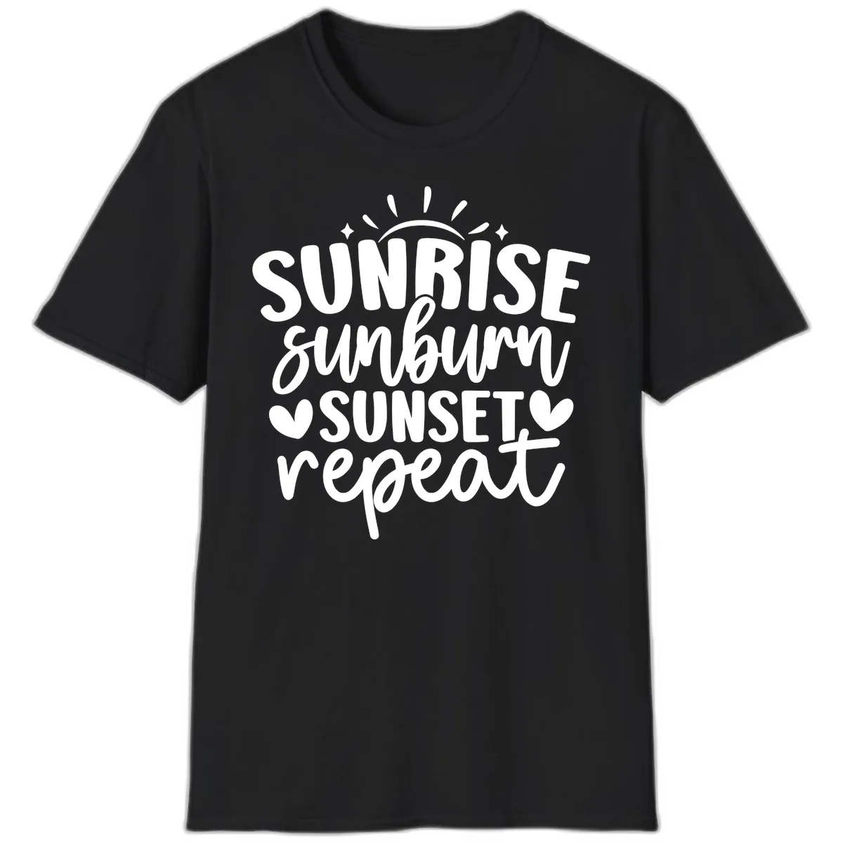 Sunrise Sunburn Sunset Repeat T-Shirt in Black