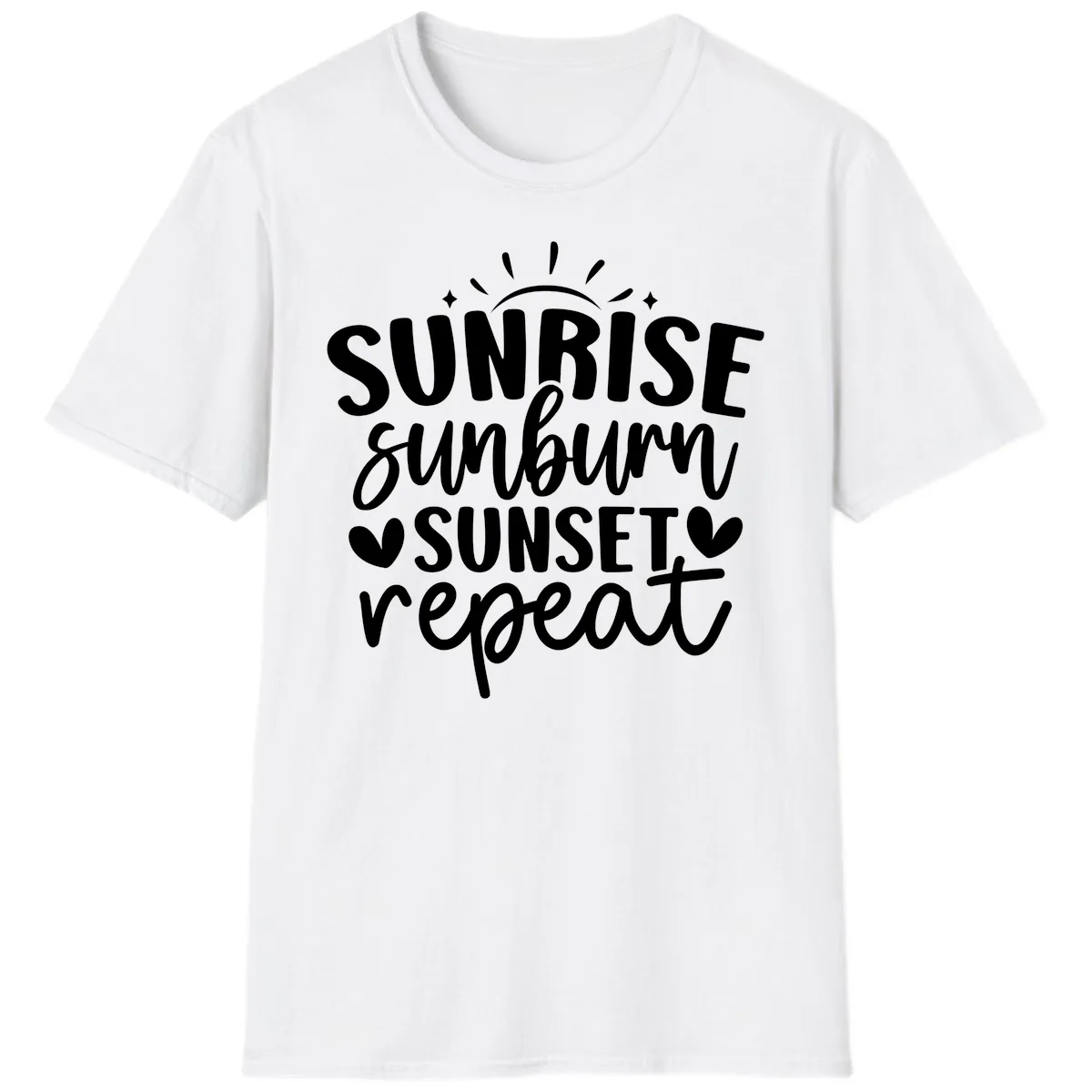 Sunrise Sunburn Sunset Repeat T-Shirt in White