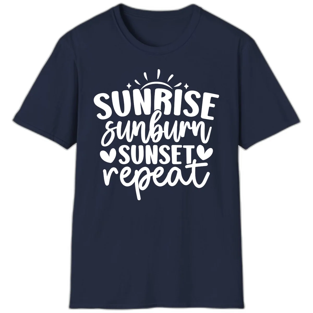 Sunrise Sunburn Sunset Repeat T-Shirt in Navy