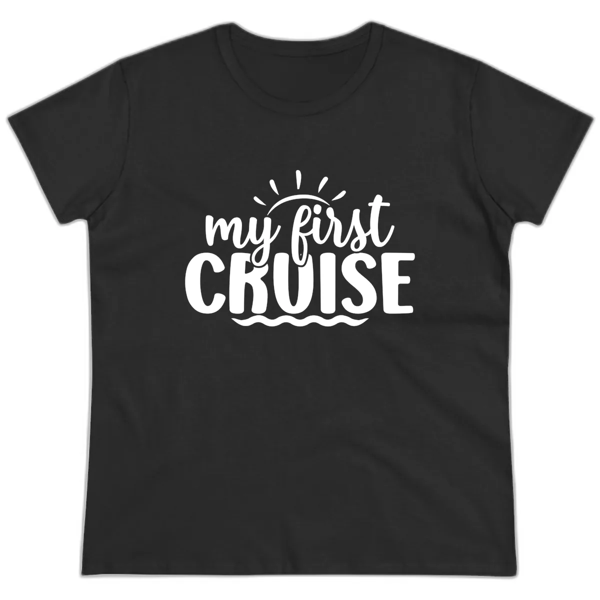 My First Cruise Announcement Ladies Tee in Black