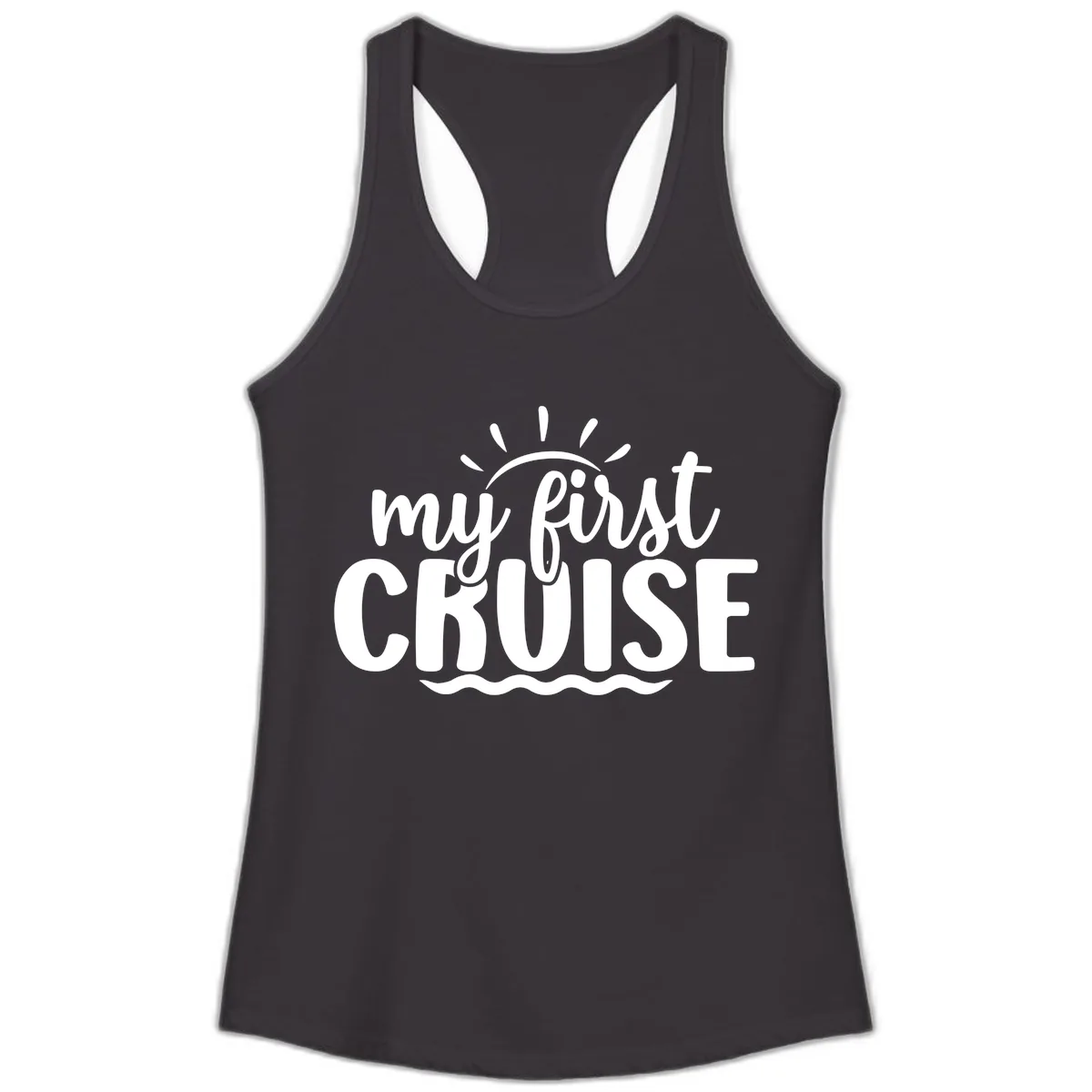 My First Cruise Announcement Ladies Tank in Black