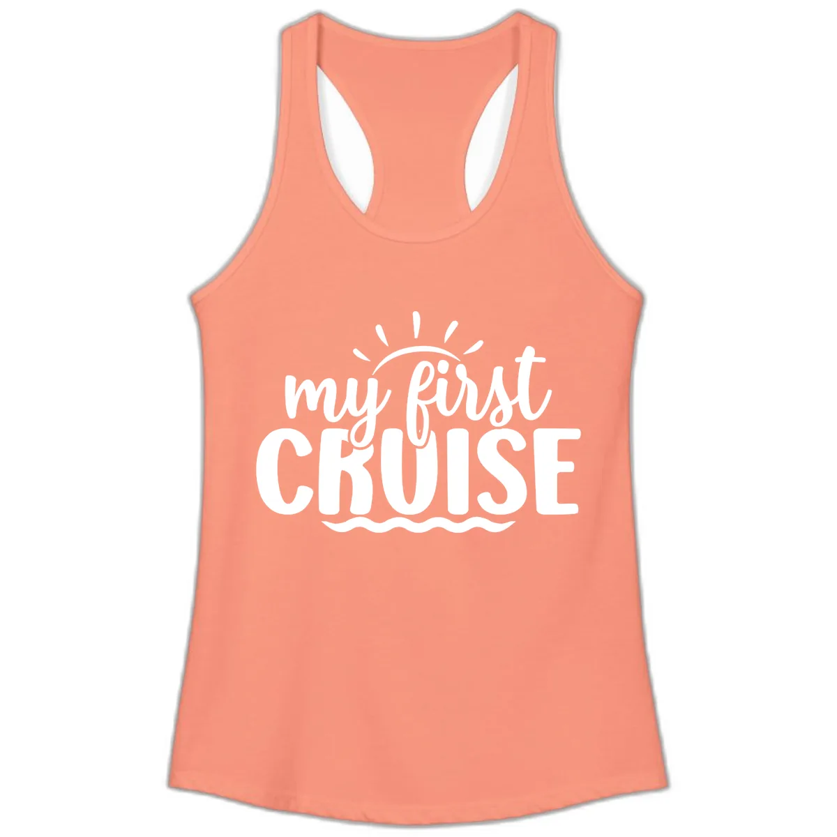 My First Cruise Announcement Ladies Tank in Solid Light Orange