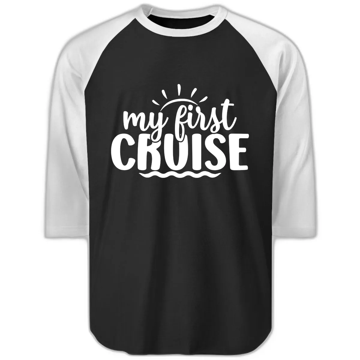 My First Cruise Announcement Raglan 3/4 in Black White