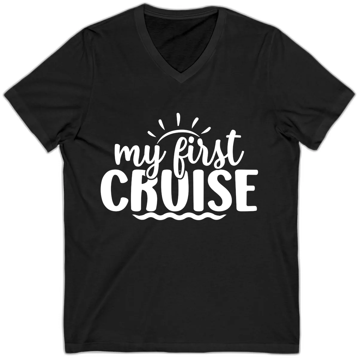 My First Cruise Announcement V-Neck in Black