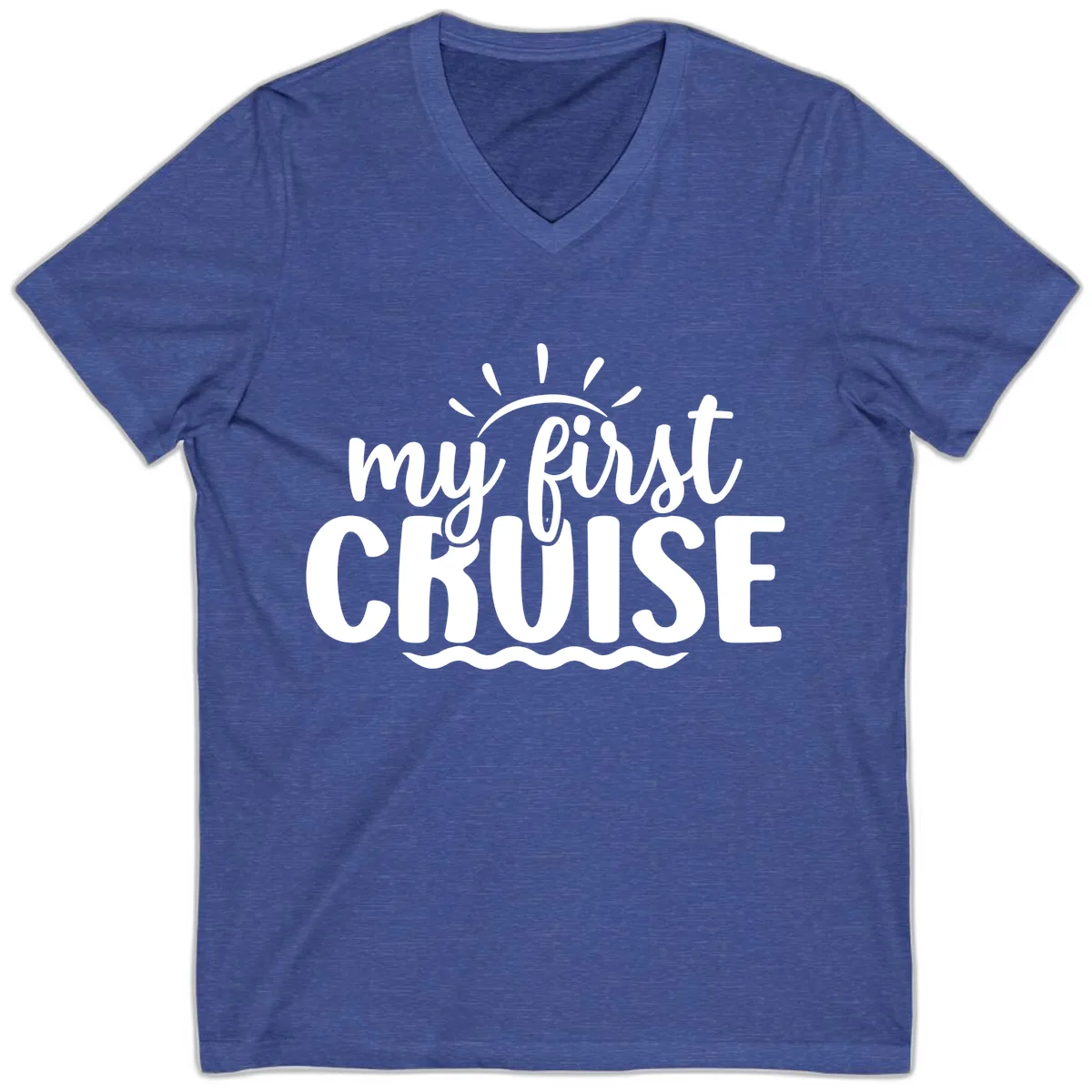 My First Cruise Announcement V-Neck in Heather True Royal