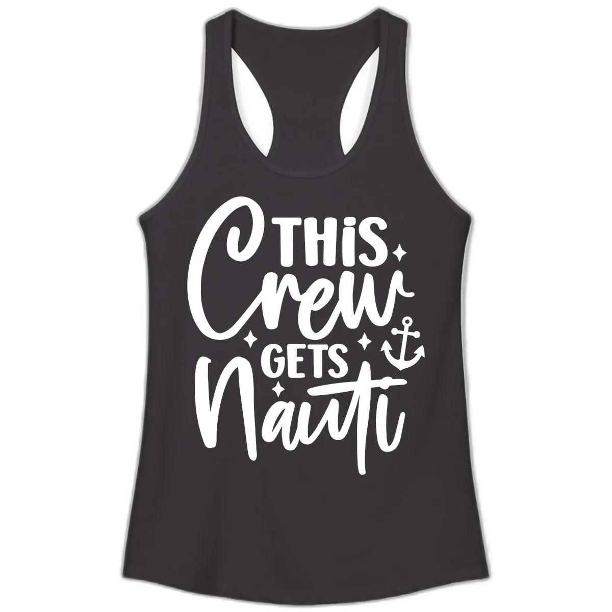 This Crew Gets Nauti Cruise Design Ladies Tank in Black