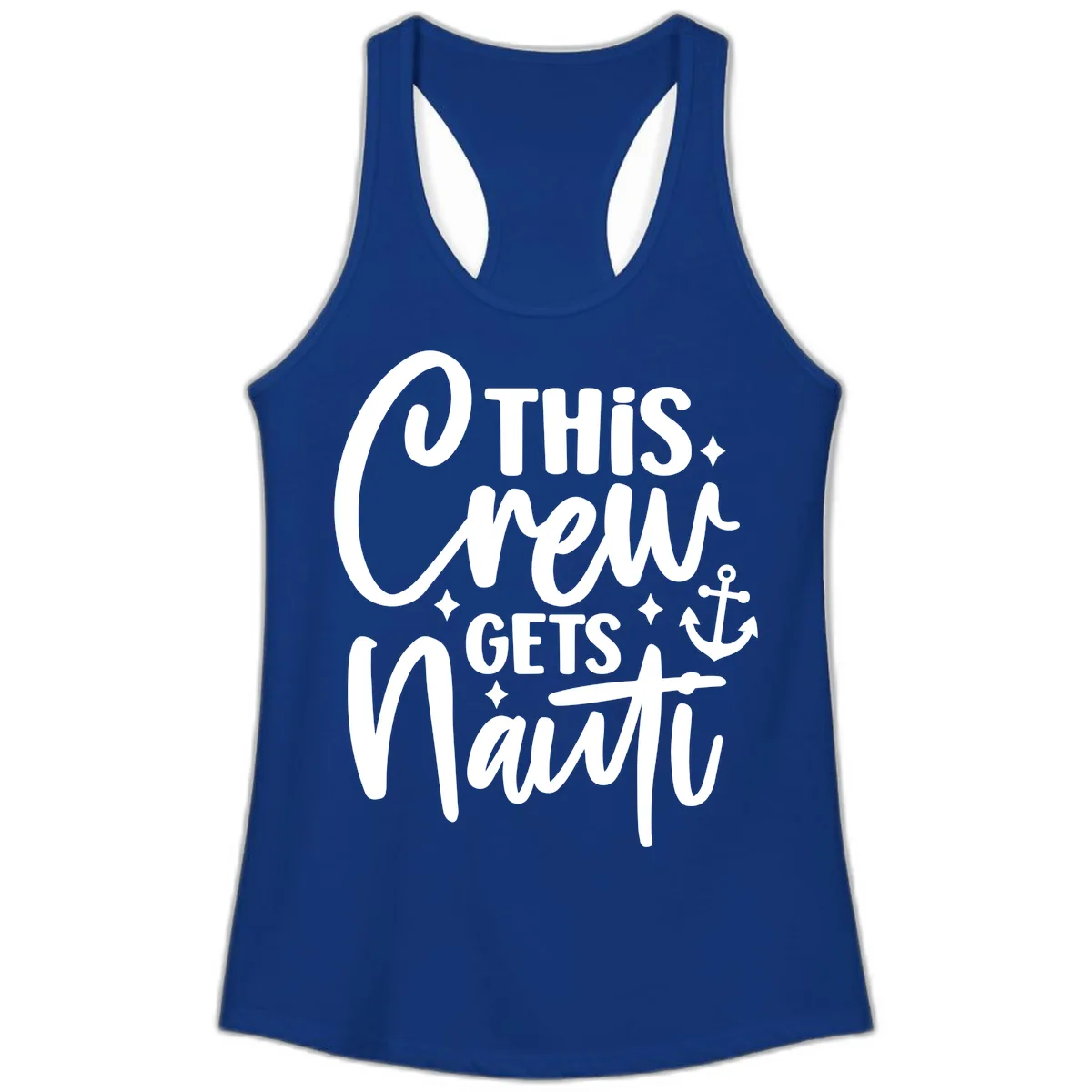 This Crew Gets Nauti Cruise Design Ladies Tank in Solid Royal