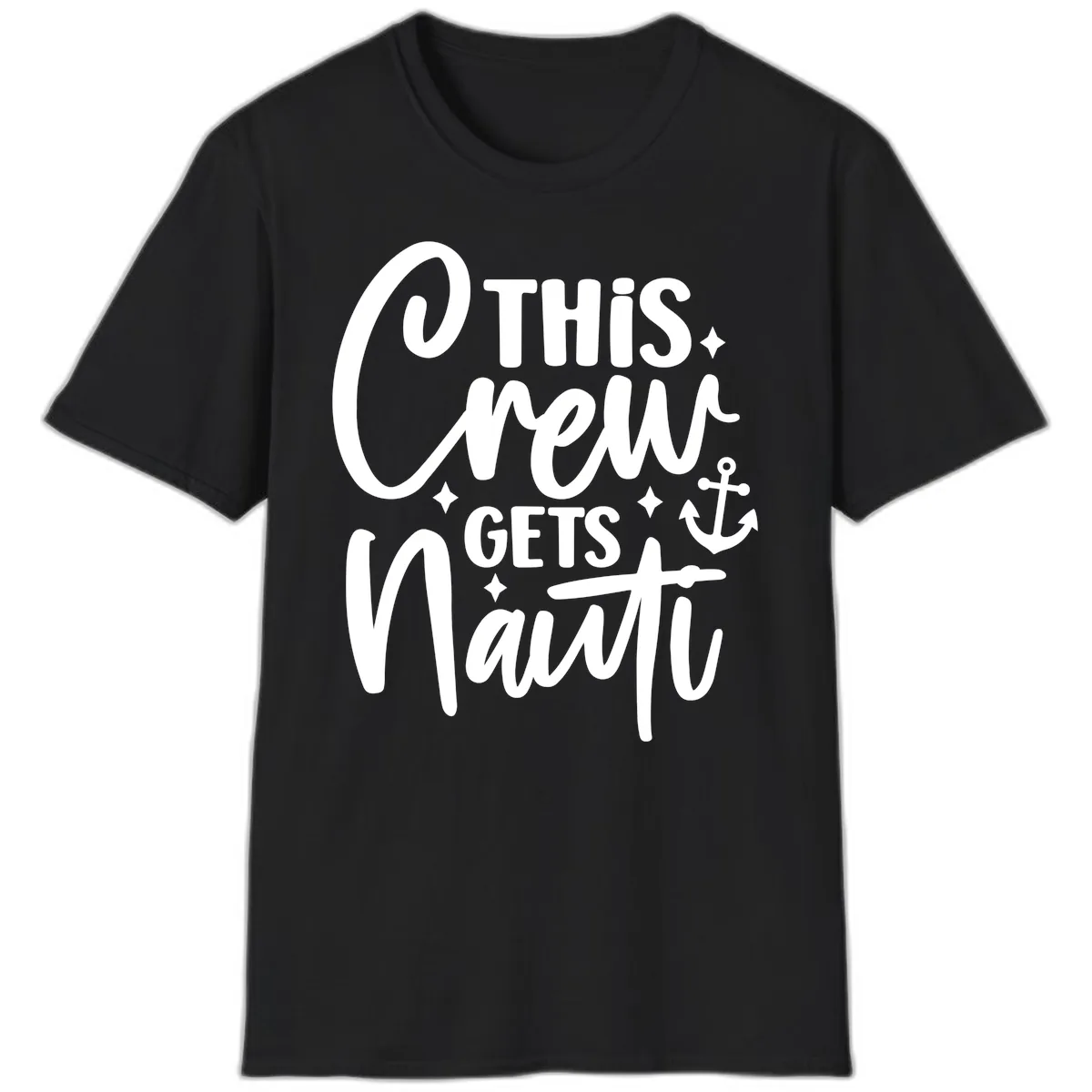 This Crew Gets Nauti Cruise Design T-Shirt in Black