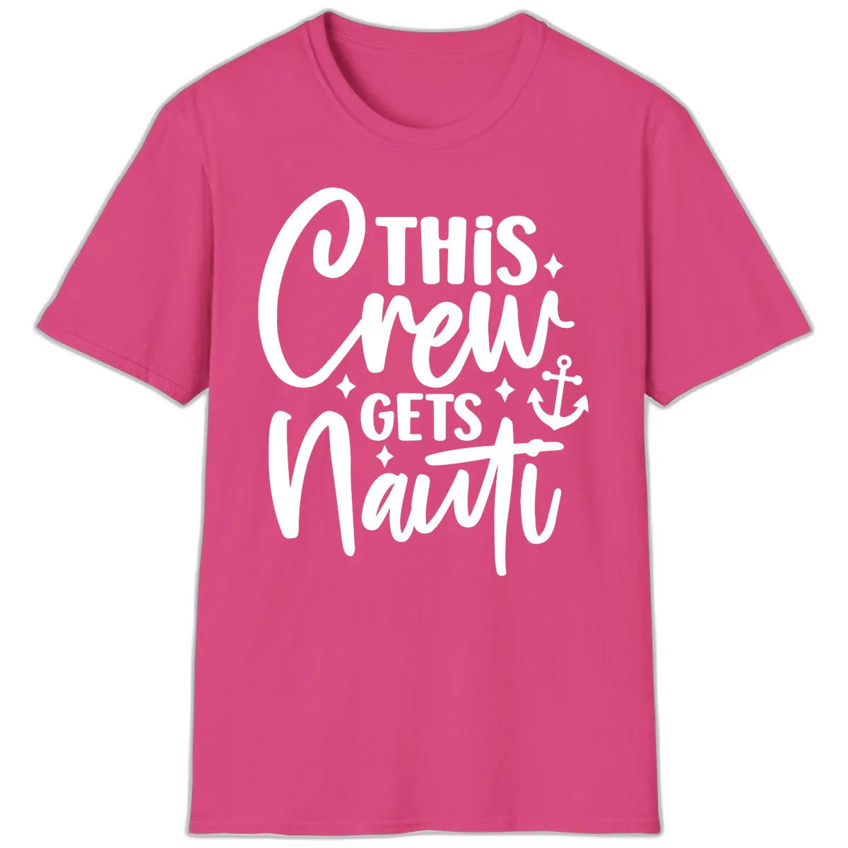 This Crew Gets Nauti Cruise Design T-Shirt in Heliconia