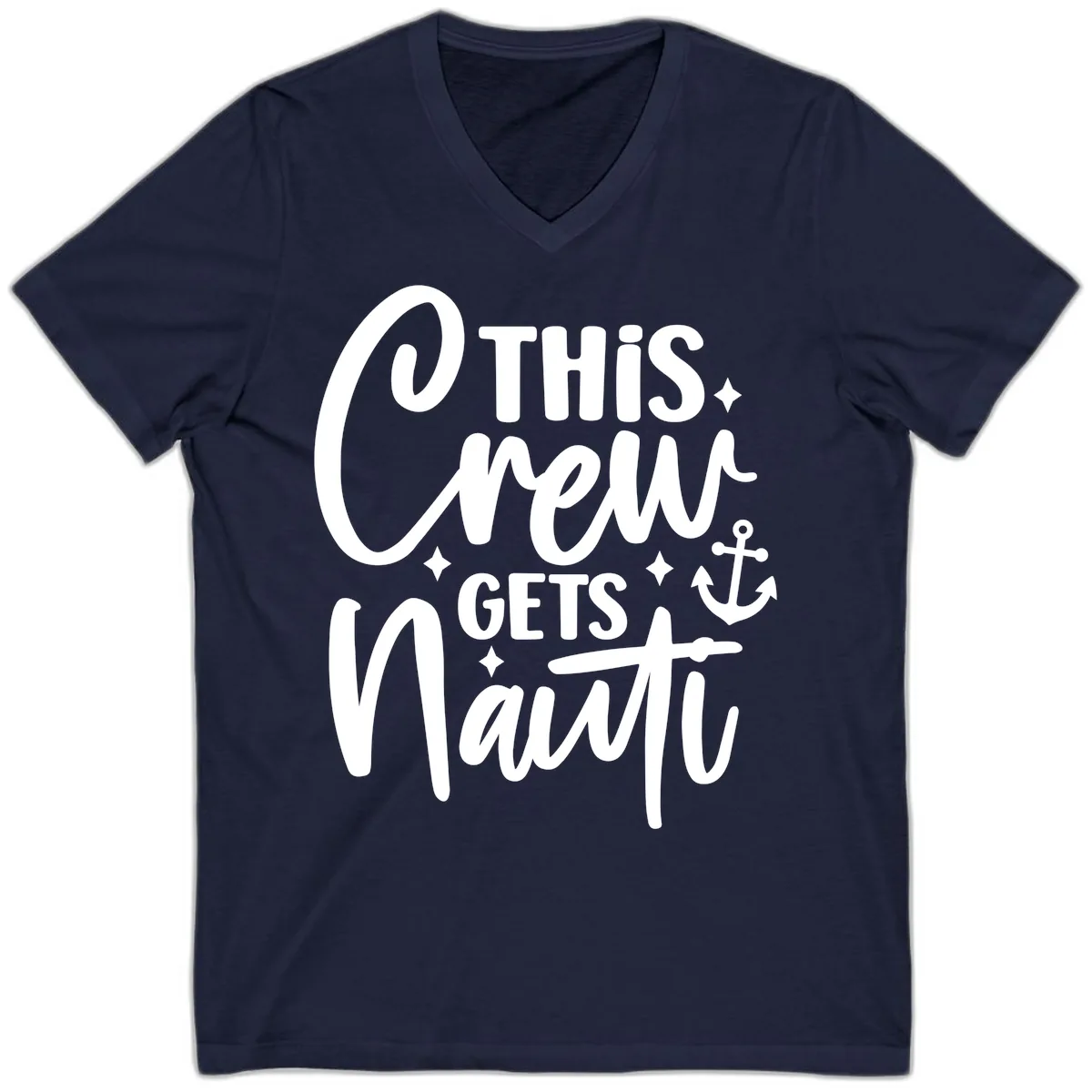 This Crew Gets Nauti Cruise Design V-Neck in Navy