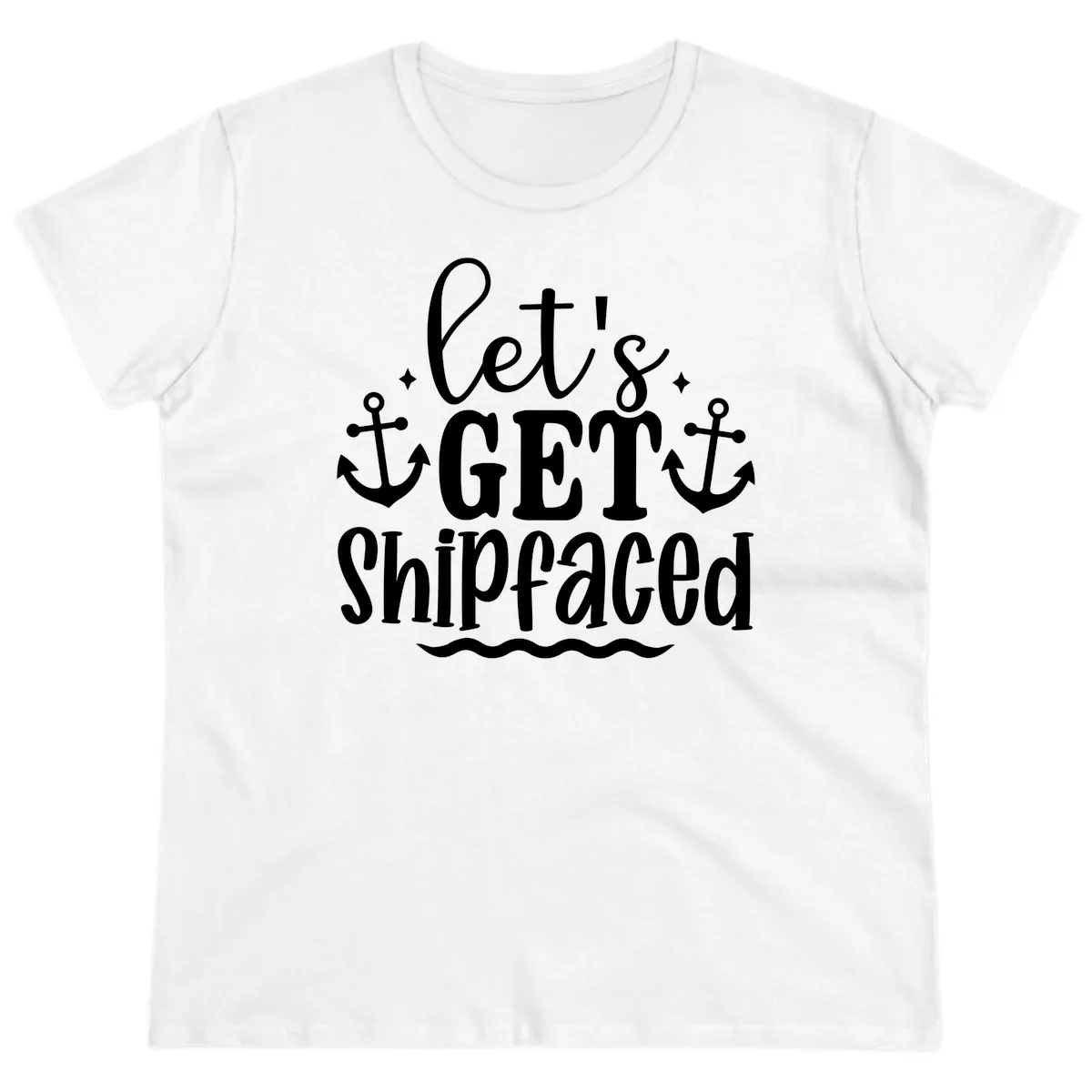 Let's Get Shipfaced Cruise Design Ladies Tee in White