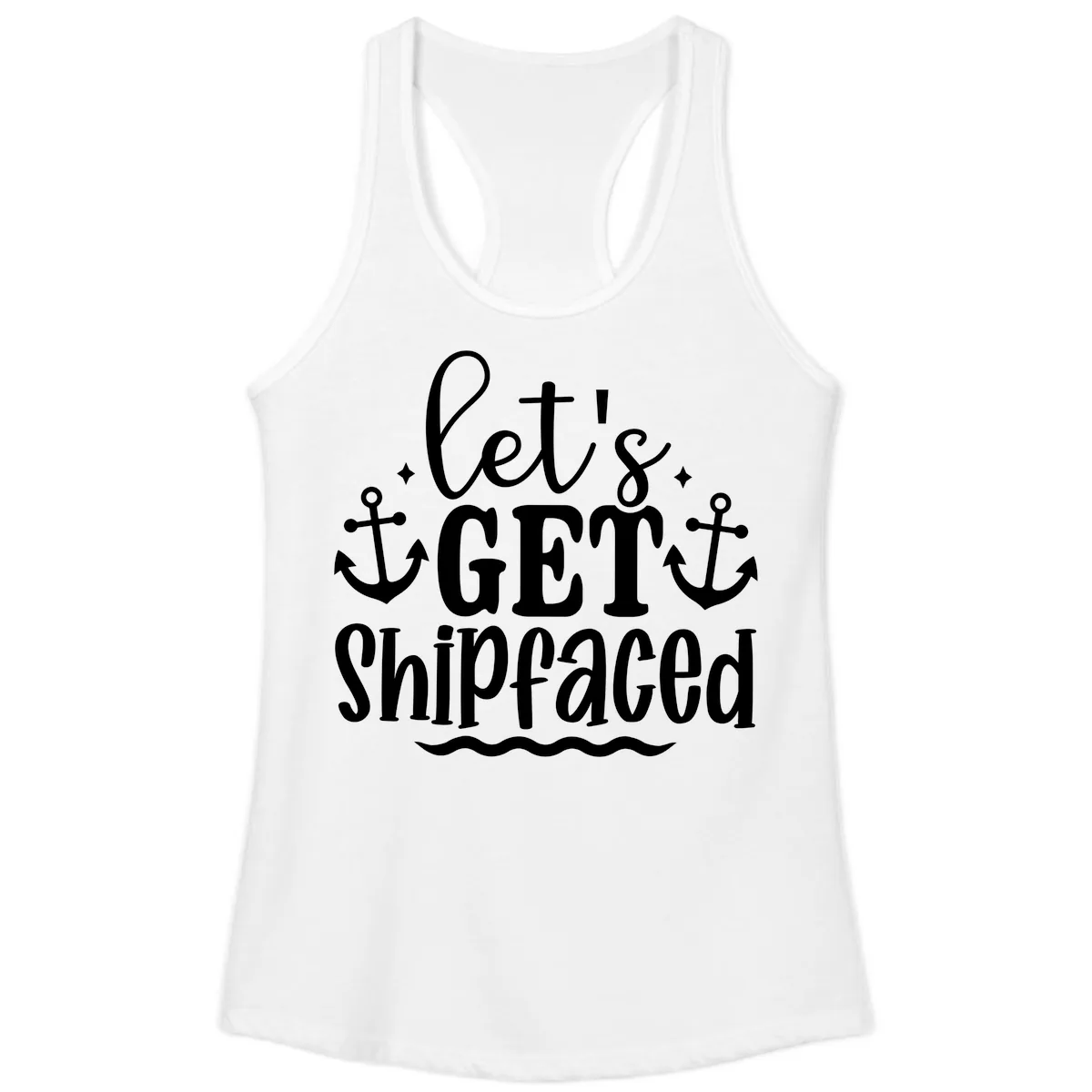 Let's Get Shipfaced Cruise Design Ladies Tank in White