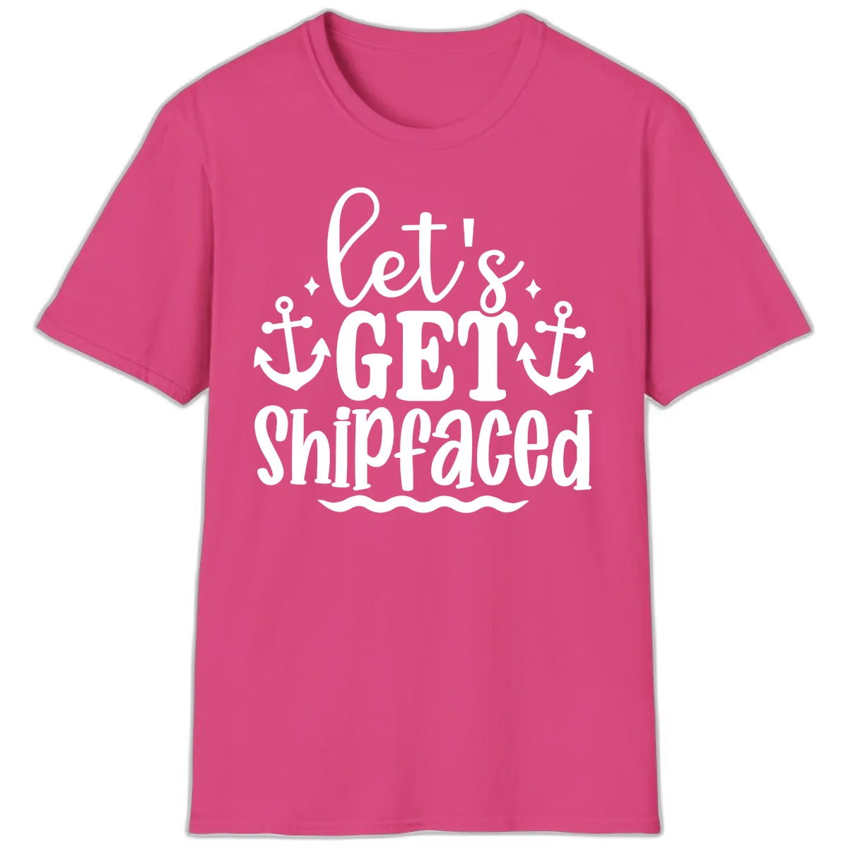Let's Get Shipfaced Cruise Design T-Shirt in Heliconia