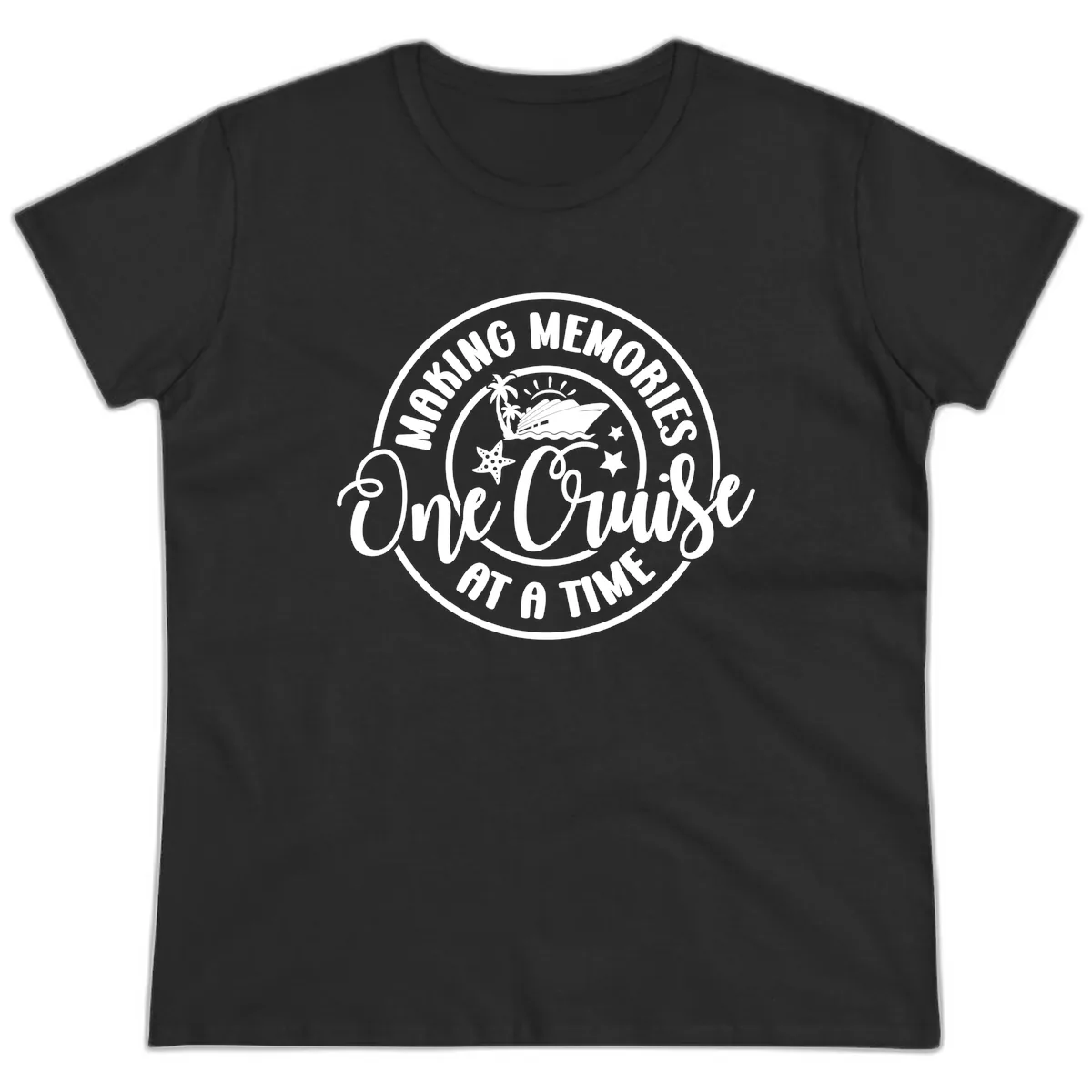 Making Memories One Cruise At A Time Ladies Tee in Black
