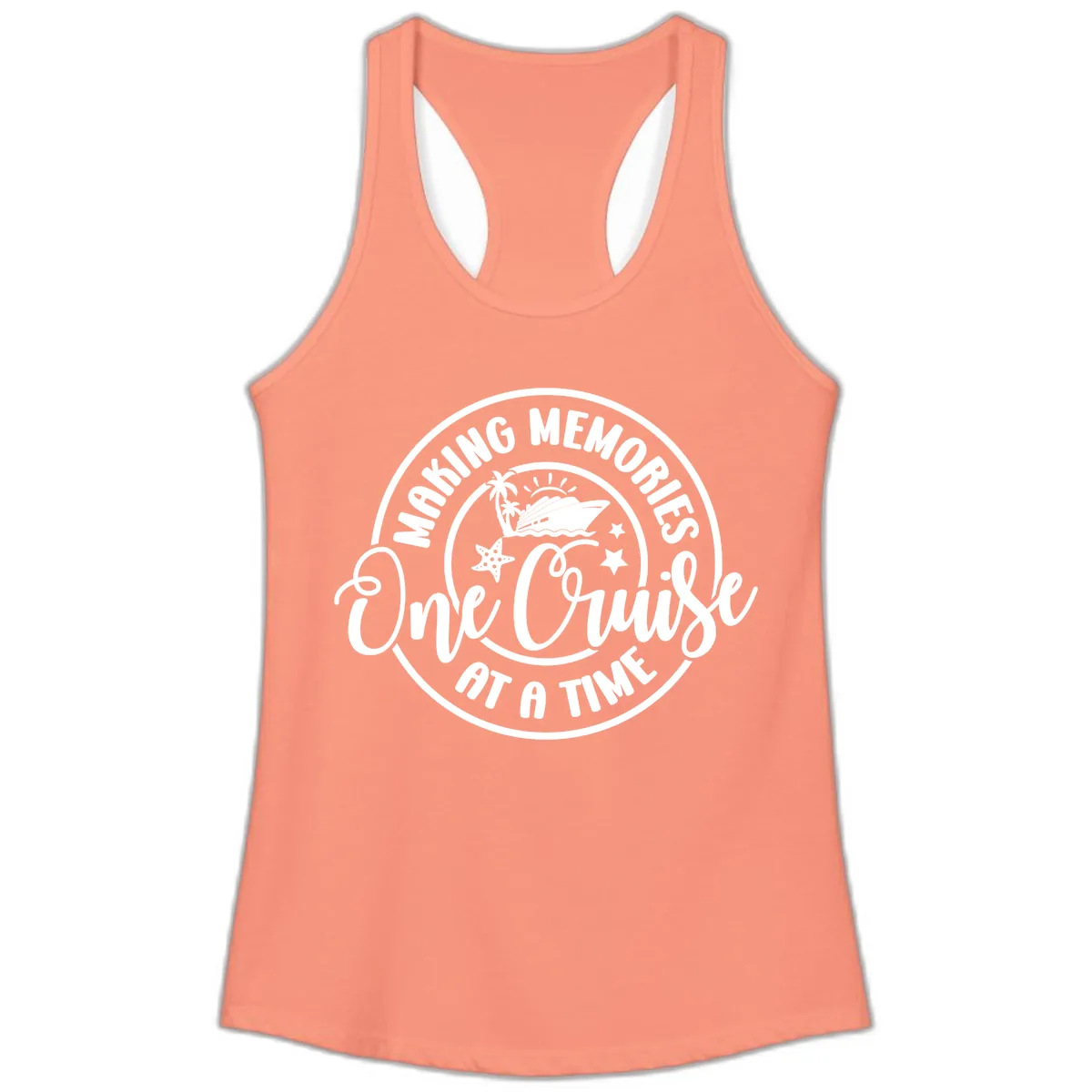 Making Memories One Cruise At A Time Ladies Tank in Solid Light Orange