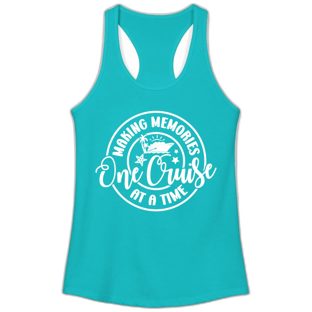 Making Memories One Cruise At A Time Ladies Tank in Tahiti Blue