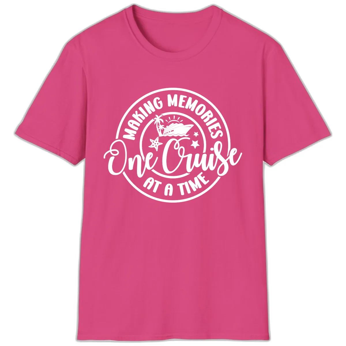 Making Memories One Cruise At A Time T-Shirt in Heliconia
