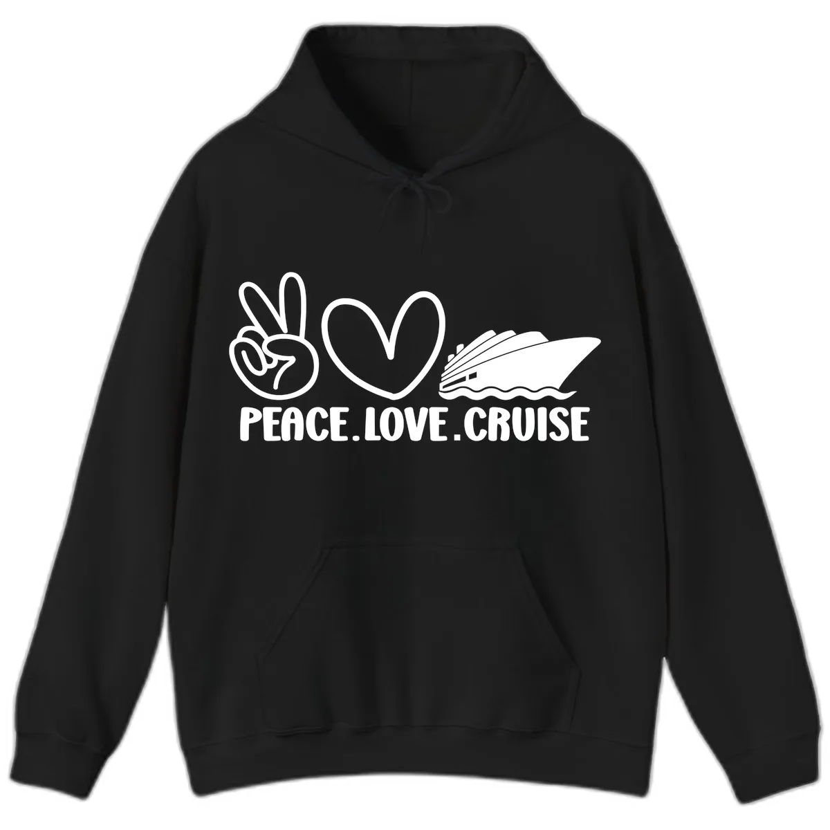 Peace Love Cruise Design Hoodie in Black