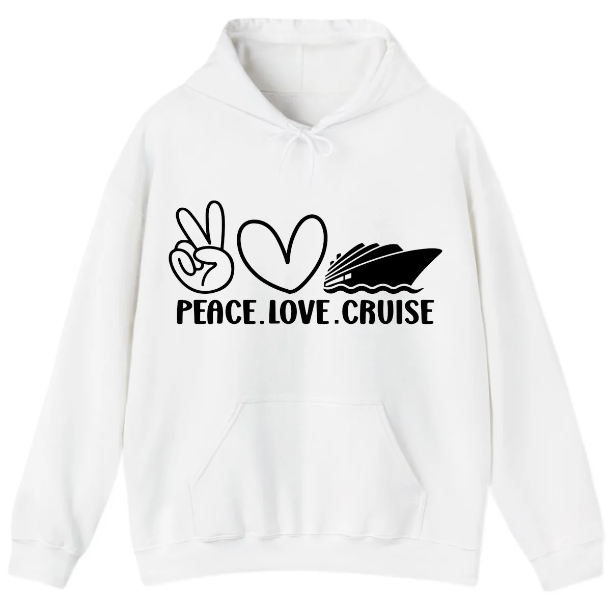 Peace Love Cruise Design Hoodie in White