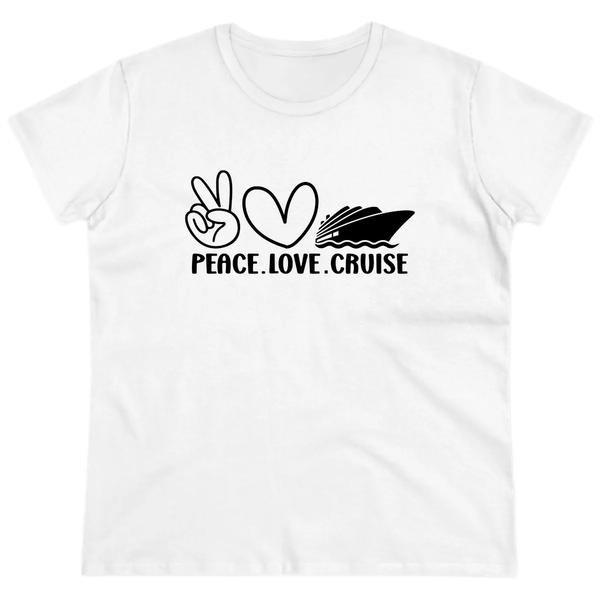 Peace Love Cruise Design Ladies Tee in White